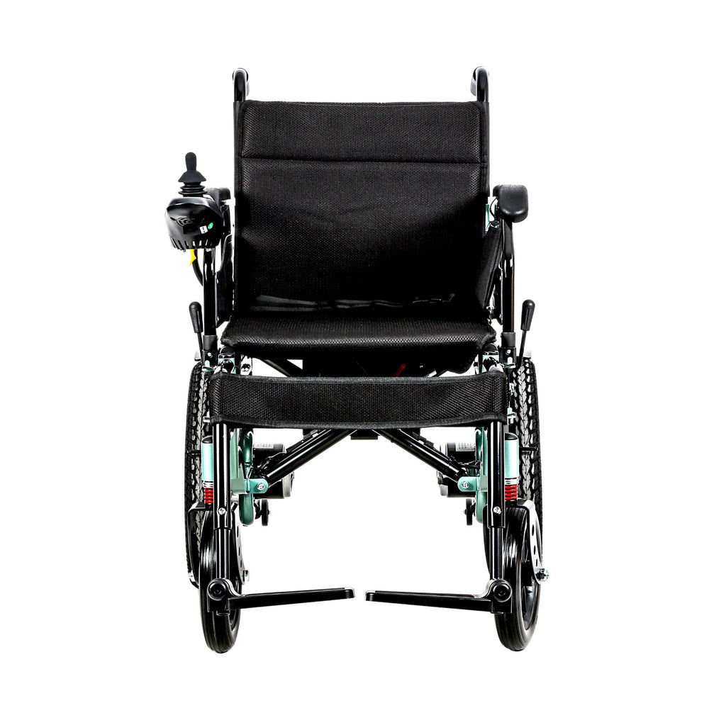 Fauteuil roulant électrique JRWD1601U – Dossier haut, roues 22″, batterie 12Ah / 20Ah