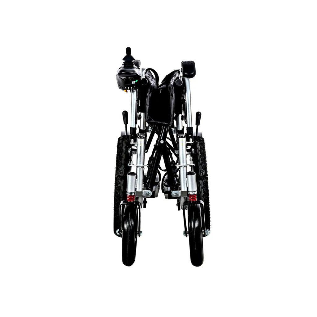 Fauteuil roulant électrique JRWD1601U – Dossier haut, roues 22″, batterie 12Ah / 20Ah