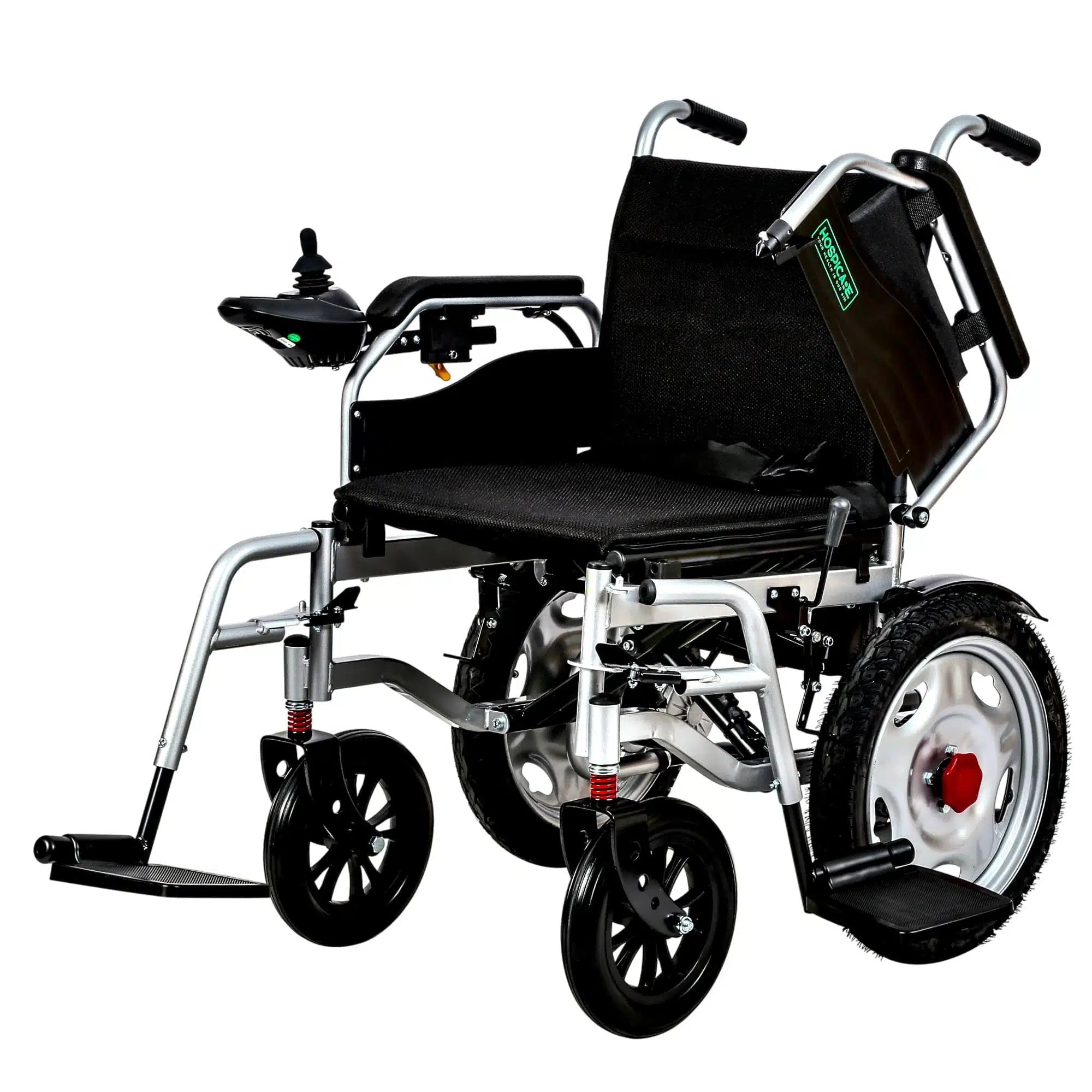 Fauteuil roulant électrique JRWD1601U – Dossier haut, roues 22″, batterie 12Ah / 20Ah