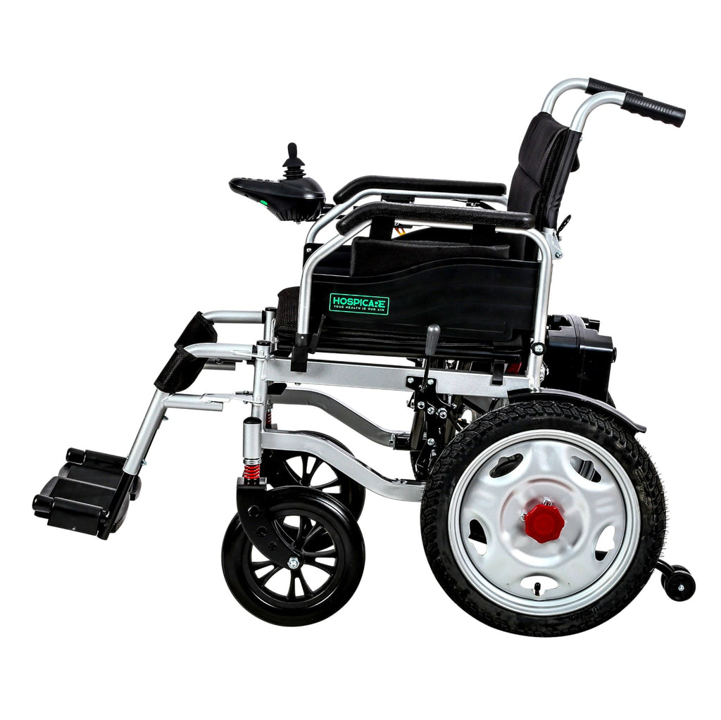 Fauteuil roulant électrique JRWD1601U – Dossier haut, roues 22″, batterie 12Ah / 20Ah