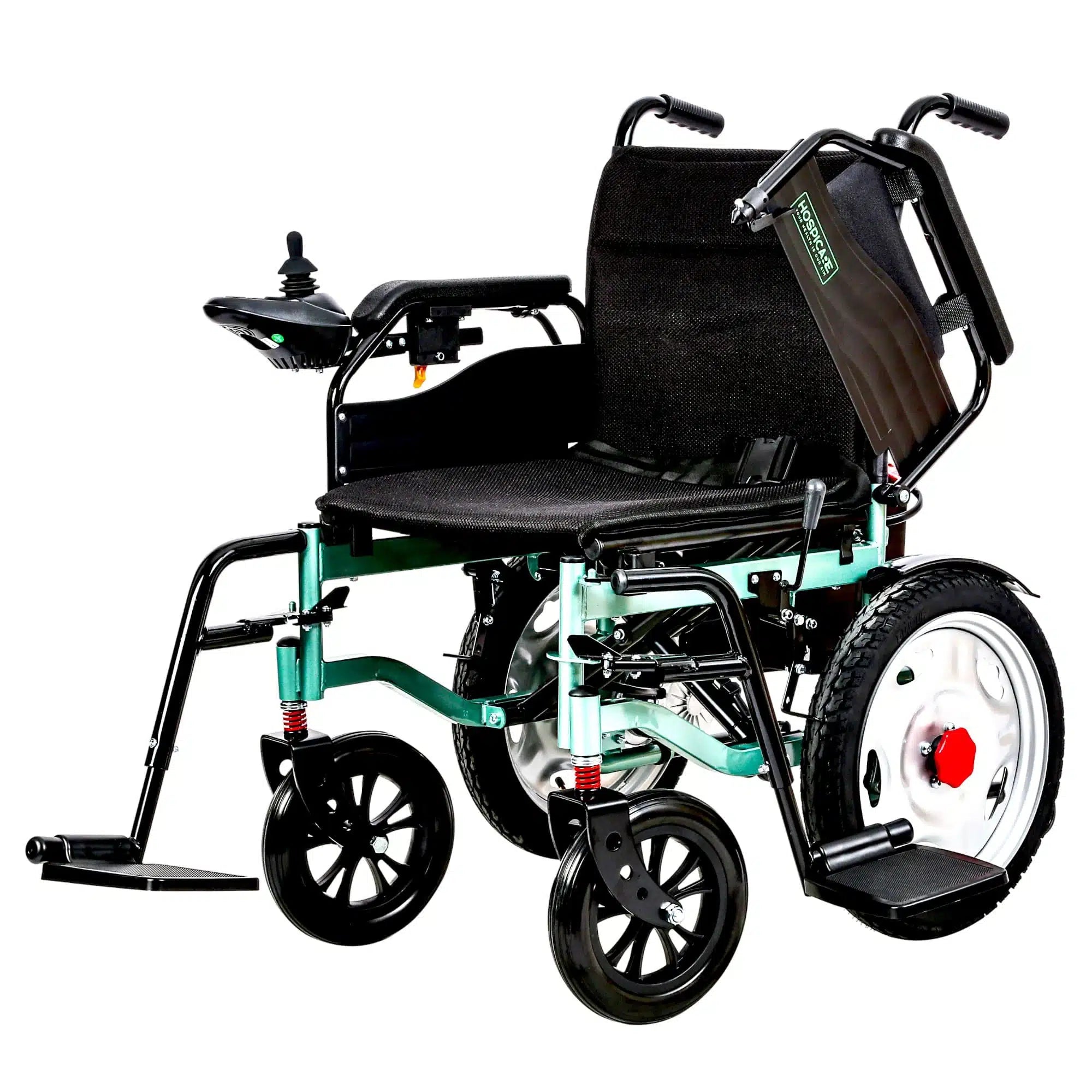 Fauteuil roulant électrique JRWD1601U – Dossier haut, roues 22″, batterie 12Ah / 20Ah