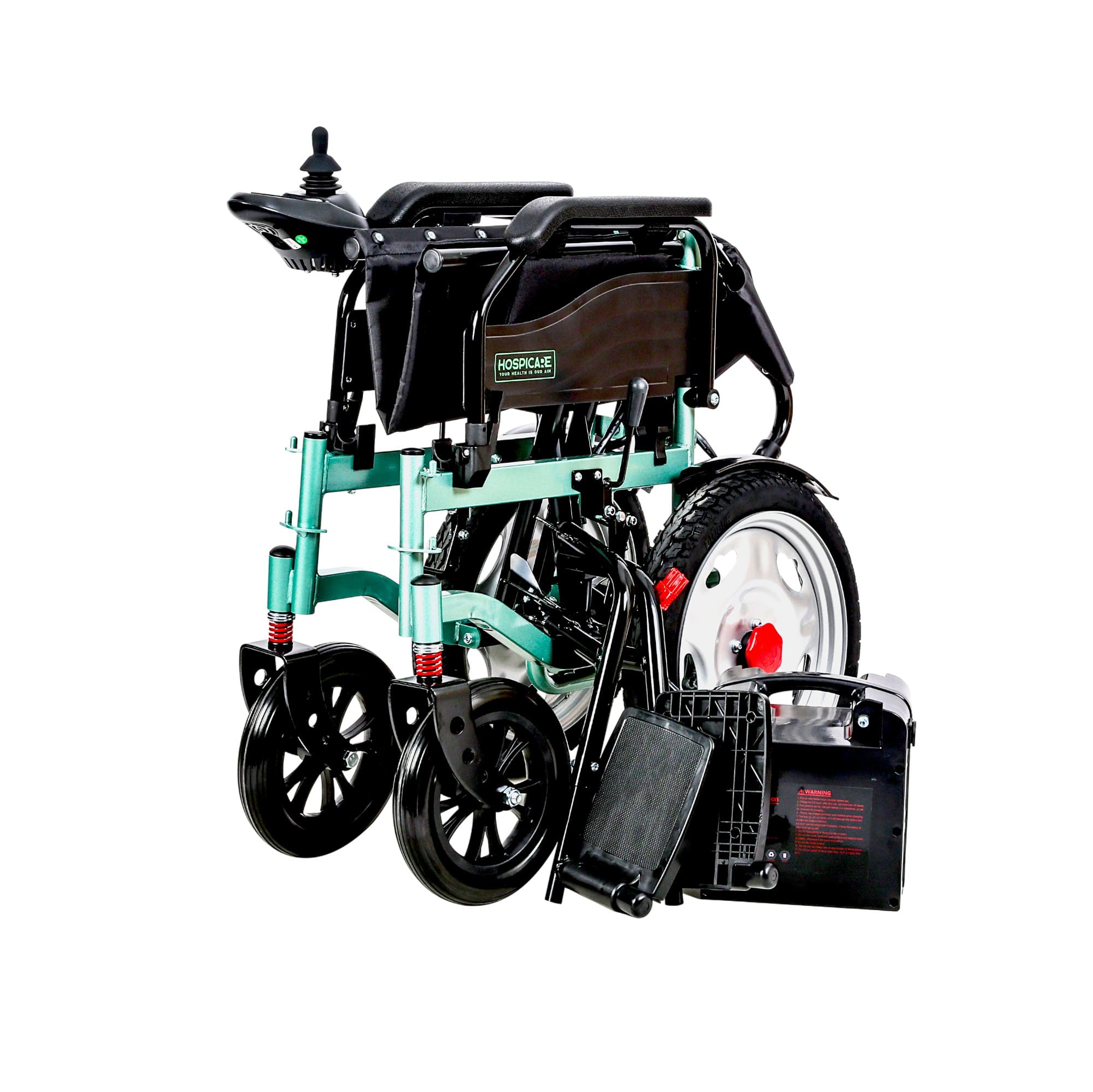 Fauteuil roulant électrique JRWD1601U – Dossier haut, roues 22″, batterie 12Ah / 20Ah