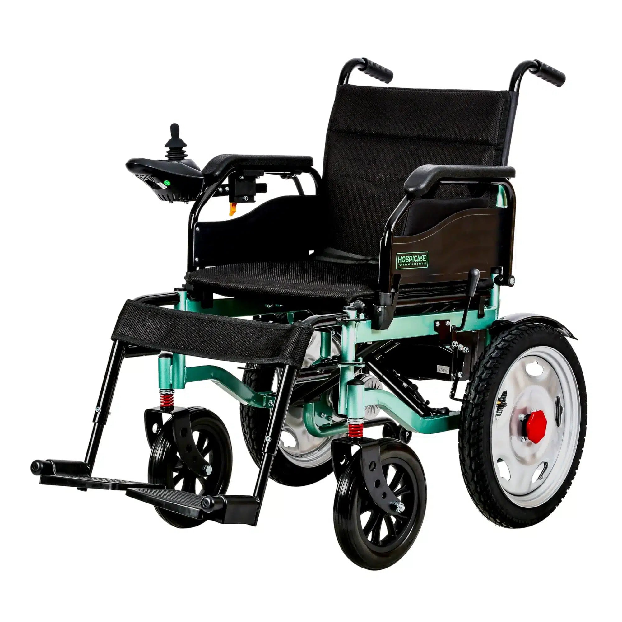 Fauteuil roulant électrique JRWD1601U – Dossier haut, roues 22″, batterie 12Ah / 20Ah